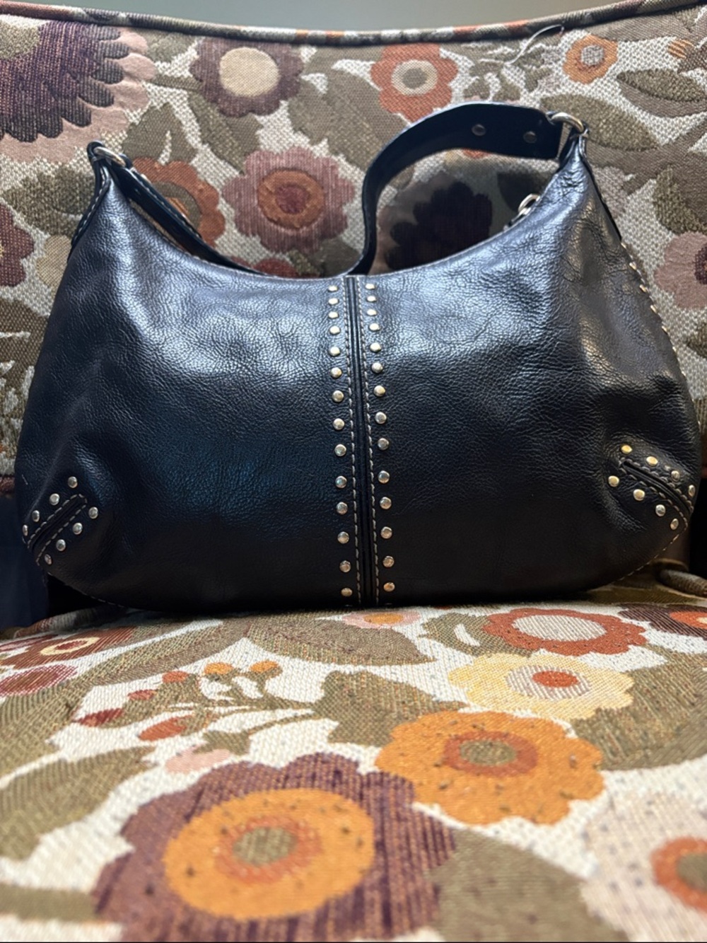 Michael Kors Astor Black Studded Shoulder Hobo Bag